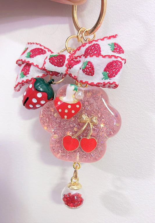 Creative Resin Cats Claws - Cherry Keychain Keyring