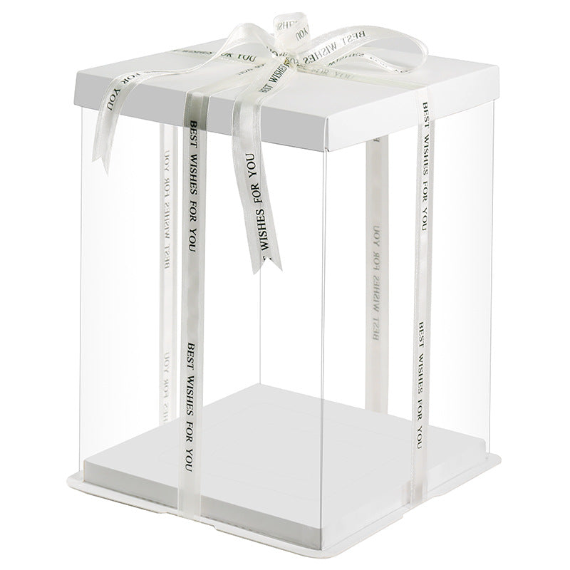 Bear Gift Box with Ribbon - Clear/White