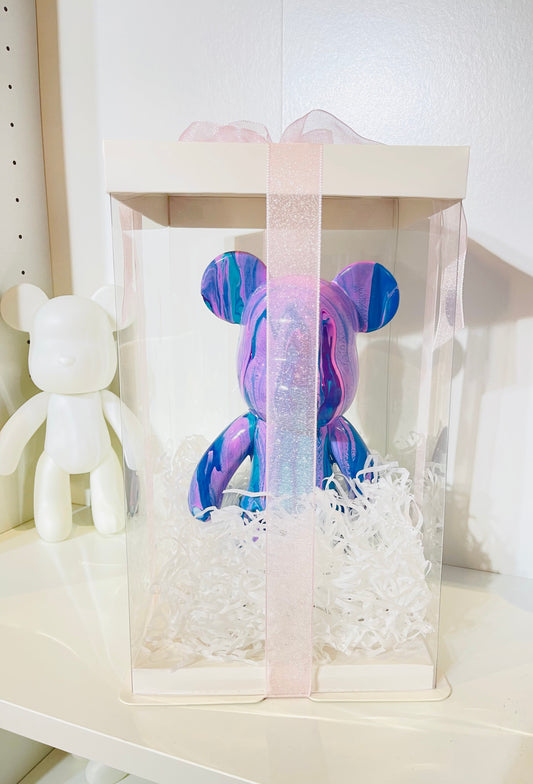 Bear Gift Box with Ribbon - Clear/White